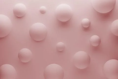 Pure soft pink levitating matt spheres as geometric abstract background. 3D r イラスト素材