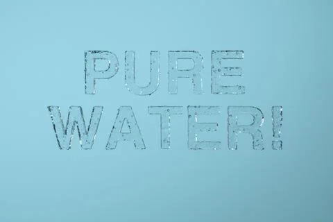 Pure Water message in clear droplets on blue background Stock Illustration
