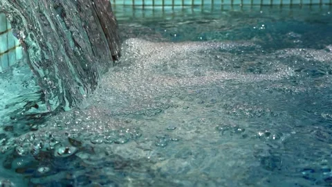 Pure Water Pool Surface Bubbles and Waves Stock Footage 237395347