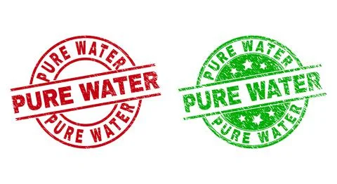 PURE WATER Round Seals Using Unclean Surface Stock Illustration