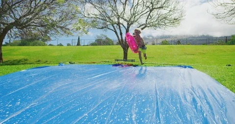 Pure water slide joy Stock Footage 104385875