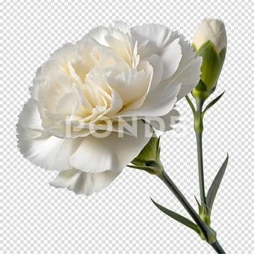 Pure white dianthus bloom with intricate petal edges PSD Template