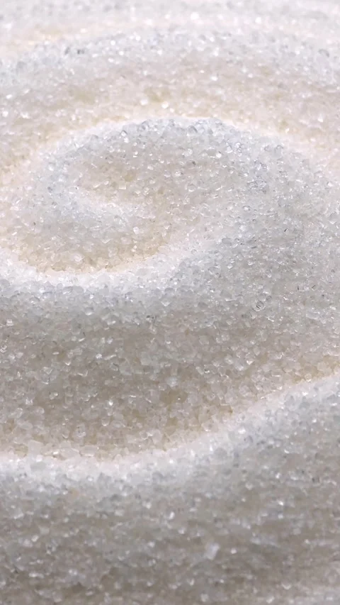 Pure white sugar crystals texture for sweet culinary baking concepts Video stock 326058008