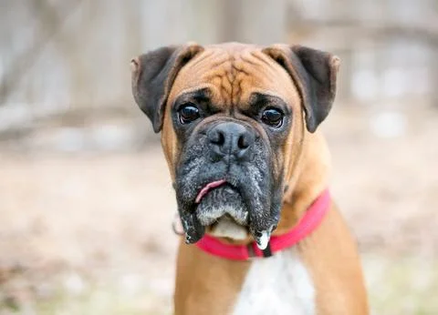 A purebred Boxer dog with a funny expression Stock Photos