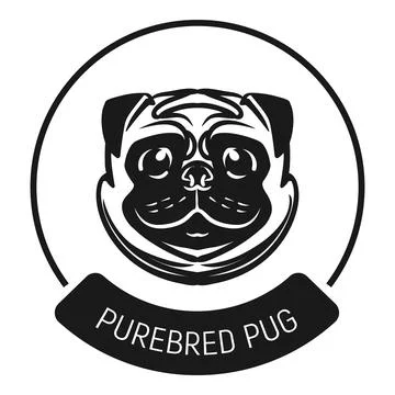 Purebred pug logo icon, simple style Stock Illustration