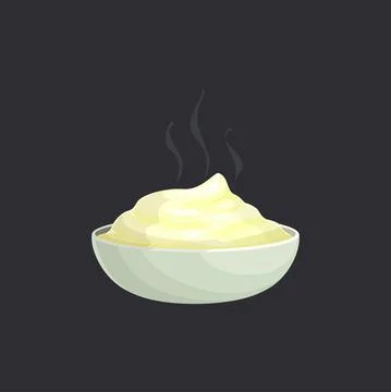 Puree or streaming mashed potato on white plate Stock Illustration