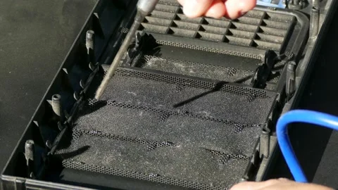 Purge the computer system unit from dust Stock Footage 140228884