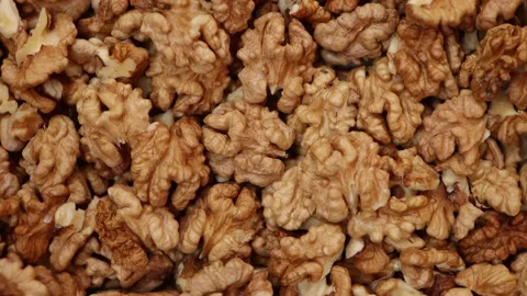 Purified Walnut close up. Nuts texrure. Stock Footage 217930364