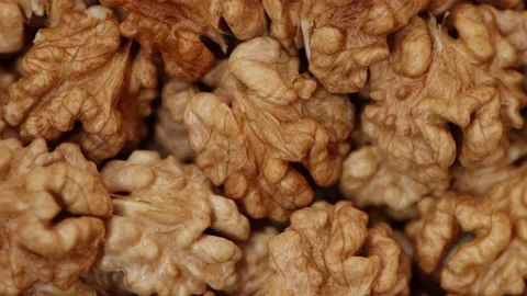 Purified Walnut close up. Nuts texrure. Video stock 217930569