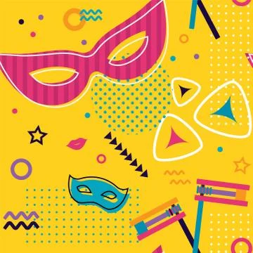 Purim carnival seamless pattern. Vector background with Jewish symbols, masks Illustrazione stock