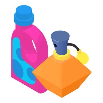 Purity concept icon isometric vector. Washing conditioner and perfume bottle Ilustración de archivo