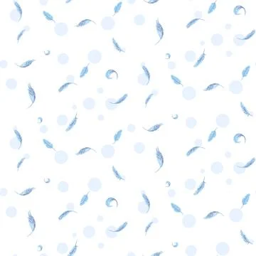 Purity seamless vector pattern with feathers and bubbles. Stock Illustration