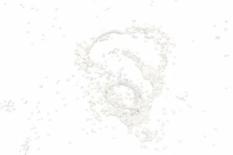 Purity splashing milk with creative shapes, 3d rendering. Stock Photos