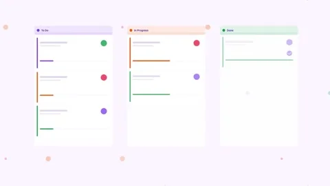 Purpl Kanban Board Task Card Done Column Flat Design Loop Video stock 342606471