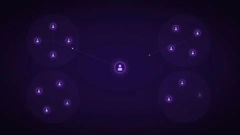 Purpl People Cluster Groups Team Network Glow 4K Loop Stock Footage 342603794