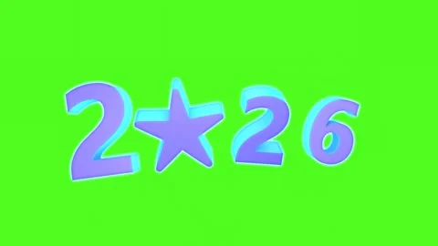 Purple 3D “2026” text appears on a chroma key background Stock Footage 327922225