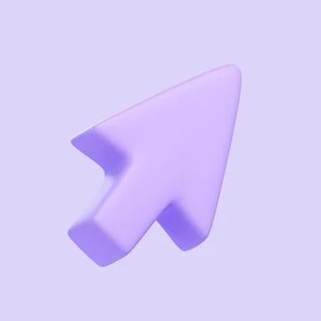 Purple 3D Arrow Cursor Icon on Lavender Background Stock-Illustration