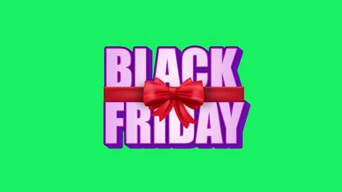 Purple 3D Black Friday Text Animation Wrapped with Red Ribbon Bow. Stock Footage 341658230