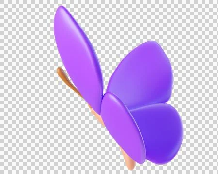Purple 3D butterfly, isolated on background Illustration