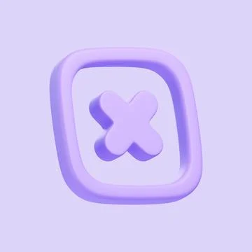 Purple 3D Cancel Icon in Square Frame Stock Illustration