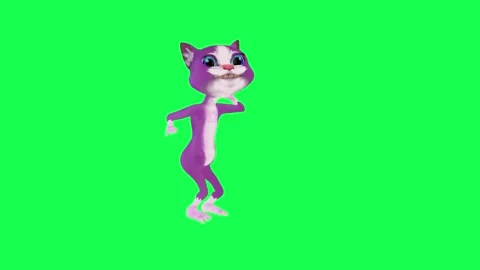 Purple 3D cartoon cat dancing hips from ... | Stock Video | Pond5