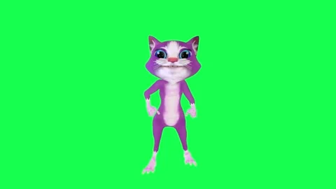 Purple 3D cartoon cat devil's spokeswoman telling secret from opposite angle on Stock Footage 247973658