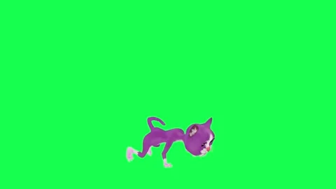 Purple 3D cartoon devil's mouth cat dancing and twirling from opposite angle on Stock Footage 247973644