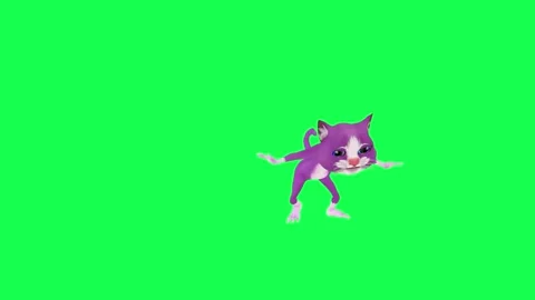Purple 3D cartoon devil's mouth cat dancing and pawing from opposite angle on Stock Footage 247973649
