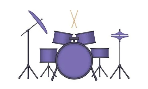 Purple 3d drum kit isolated on white background Stock Illustration