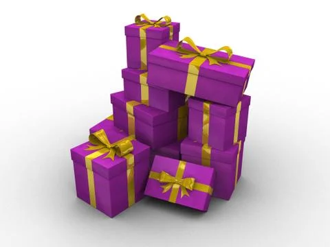 Purple 3d gift boxes Illustrazione stock