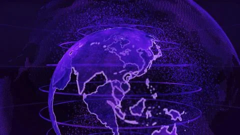 Purple 3D Green 3D rendering of earth technology, business and communications Stock Illustration