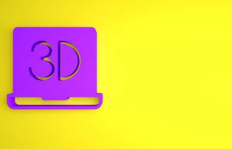 Purple 3D printer icon isolated on yellow background. 3d printing. Minimalism イラスト素材