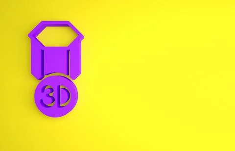 Purple 3D printer icon isolated on yellow background. 3d printing. Minimalism Stock Illustration