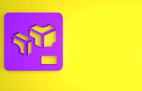 Purple 3D printer icon isolated on yellow background. 3d printing. Minimalism 库存插图