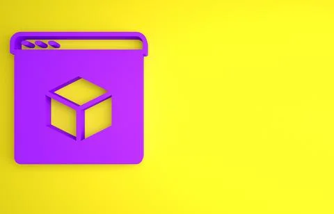 Purple 3D printer icon isolated on yellow background. 3d printing. Minimalism 스톡 일러스트