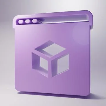 Purple 3D printer icon isolated on grey background. 3d printing. Minimalism.. Ilustração Stock