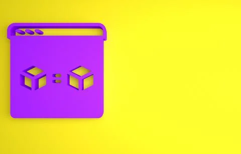 Purple 3D printer perfect copy icon isolated on yellow background. 3d printin 库存插图