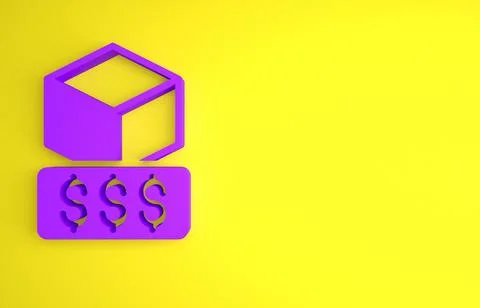 Purple 3D printer services icon isolated on yellow background. 3d printing. M Stock Illustration