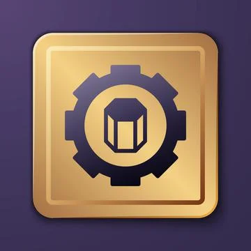 Purple 3D printer setting icon isolated on purple background. 3d printing. Gold 스톡 일러스트