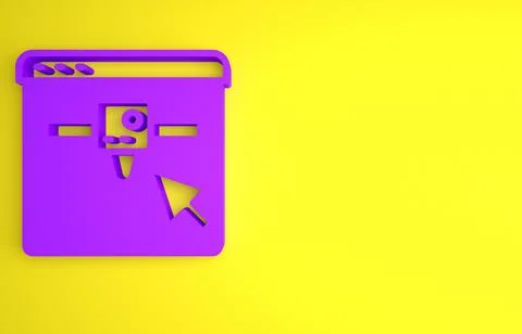 Purple 3D printer setting icon isolated on yellow background. 3d printing. Mi Illustrazione stock