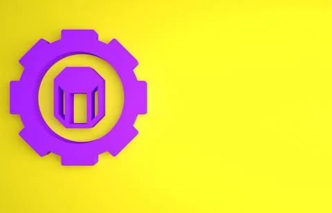 Purple 3D printer setting icon isolated on yellow background. 3d printing. Mi Stock Illustration
