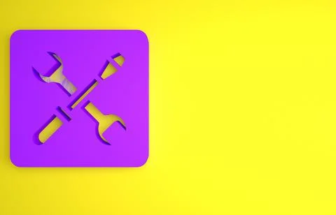 Purple 3D printer setting icon isolated on yellow background. 3d printing. Mi Stock Illustration
