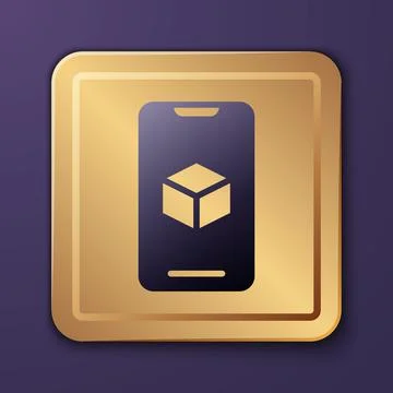 Purple 3D printer software icon isolated on purple background. 3d printing. Gold Stockillustratie