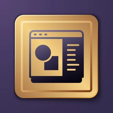 Purple 3D printer software icon isolated on purple background. 3d printing. Gold Stock Illustration