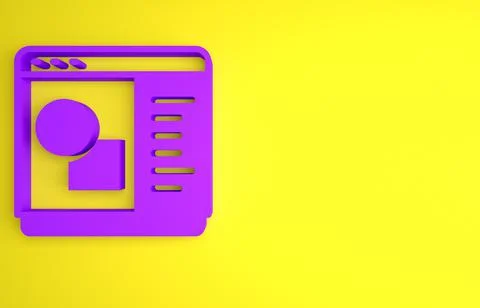 Purple 3D printer software icon isolated on yellow background. 3d printing. M Stock Illustration