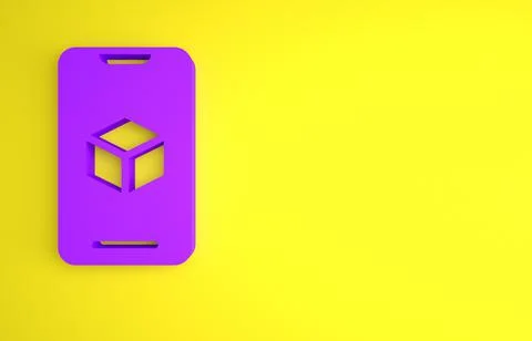 Purple 3D printer software icon isolated on yellow background. 3d printing. M Stock Illustration
