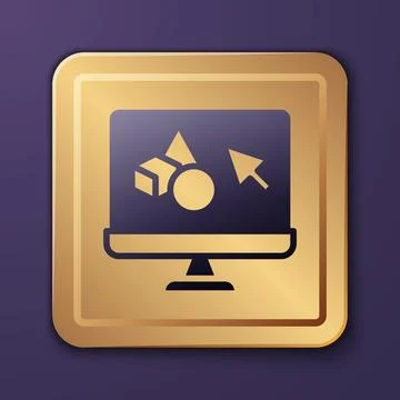 Purple 3D printer software icon isolated on purple background. 3d printing. G Illustrazione stock