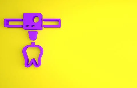 Purple 3D printer tooth icon isolated on yellow background. 3d printing. Mini イラスト素材
