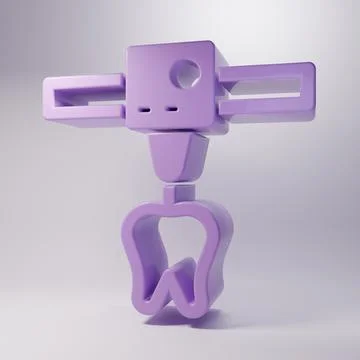Purple 3D printer tooth icon isolated on grey background. 3d printing. Mini.. 库存插图