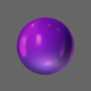 Purple 3D sphere with highlights and reflection on a gray isolated background. Stock Illustration